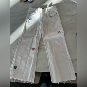 Cropped girls white jeans